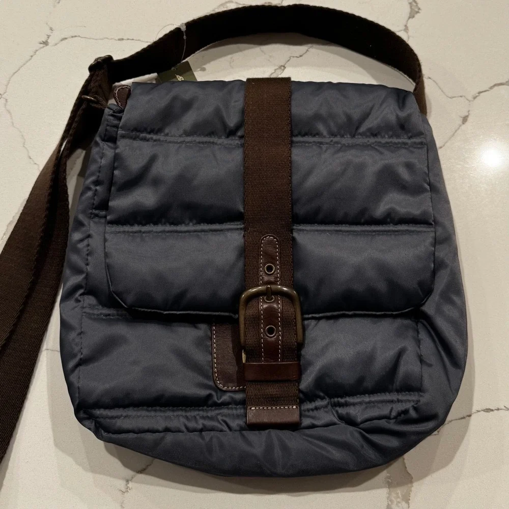 Eddie Bauer Down Guide Bag Dark Smoke Gray Quilted Puffer Crossbody 1137 NEW